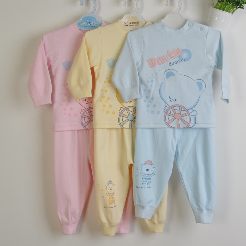 2 100% cotton baby long-sleeve underwear 1 5 shoulder button to open child long johns set