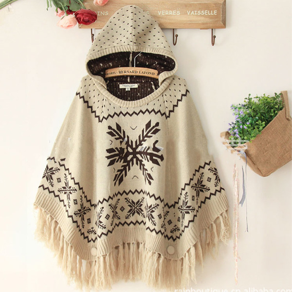 2 2012 national trend pattern tassel laciness with a hood cape sweater cloak