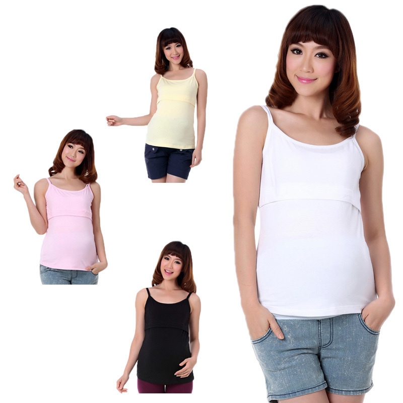 2 50 100% cotton maternity nursing spaghetti strap vest shirt nursing clothing summer short-sleeve basic maternity clothing