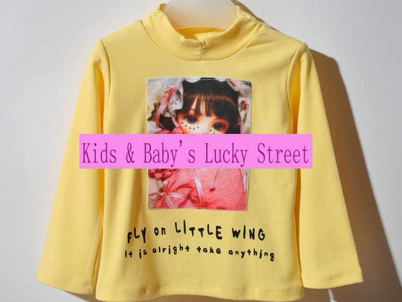 2-6Y Autumn and winter leisure cotton polo children girls undershirt yellow