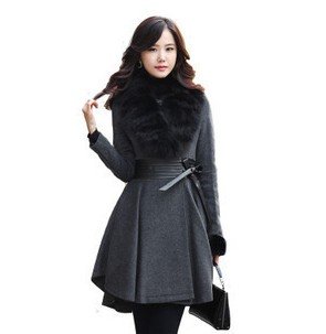 2,722 autumn winter 201 faux Fox Fur collar coat received hundred pleated leather waist self Barret Barret coat jacket