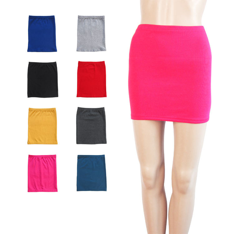 2 ! 8 brief all-match small slim hip short skirt rib knitting cotton candy color 221 Leather fashion