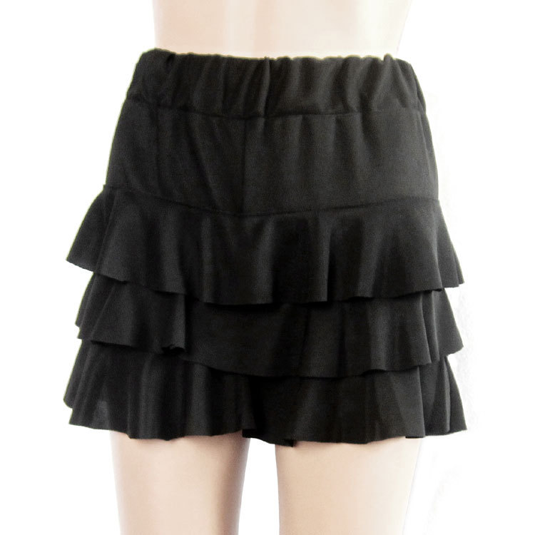2 ! 890 black cloth laciness bordered slim hip small short skirt measurement of small Leather fashion