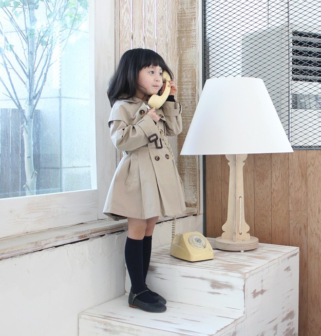 2 - 9 female child coat female child fashion trench outerwear spring and autumn clothing autumn