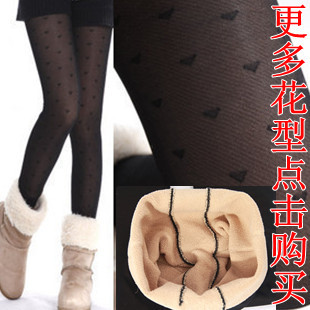 2 autumn and winter bamboo plus velvet jacquard meat ankle length legging thickening thermal sexy stockings