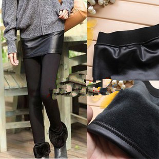2 autumn and winter plus velvet thickening basic a-line skirt slim hip skirt brushed faux leather bust skirt