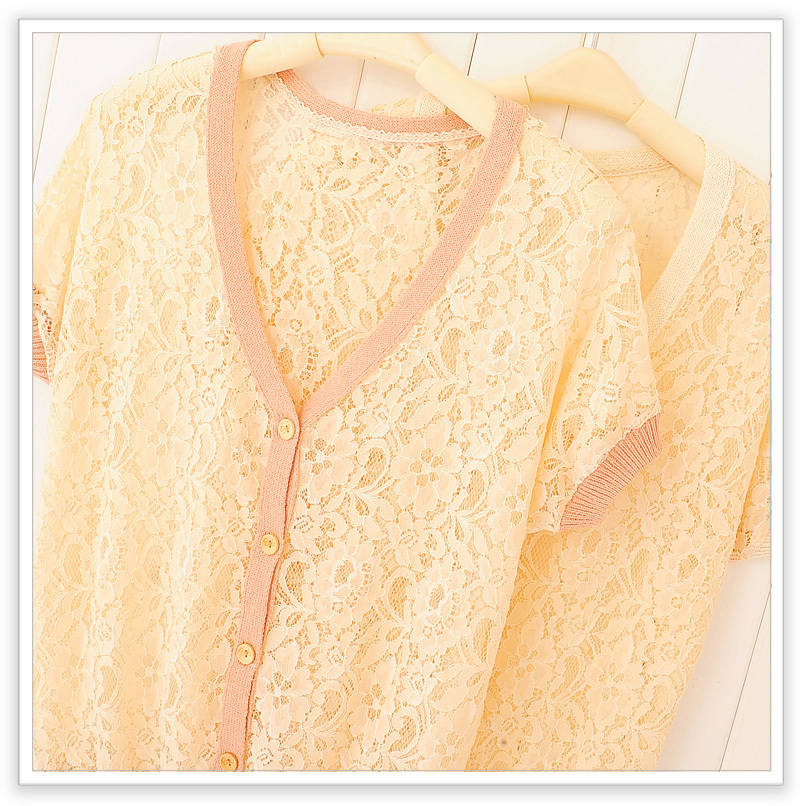 2 baos shop sweet small cutout flower lace knitted overcastting batwing sleeve