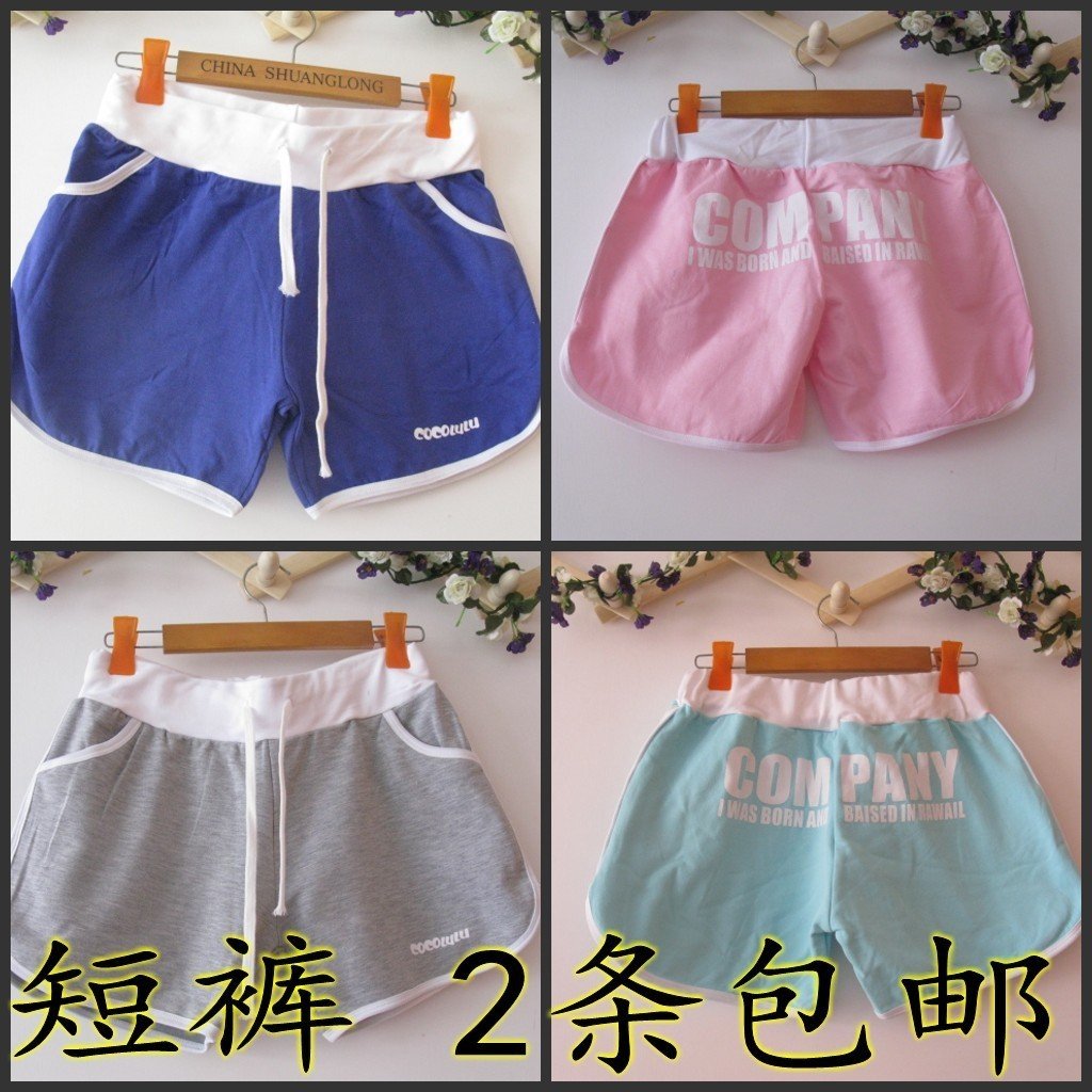 2 candy color casual shorts female loose 100% cotton sports shorts