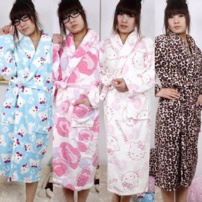 2 cartoon coral fleece robe bathrobes thickening of men and women sleepwear lounge