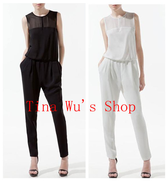 2 Colors 2013 Spring New Fashional Women's Jumpsuits & Rompers Sex Women Chiffon Overalls Backless Coveralls Pants Overall
