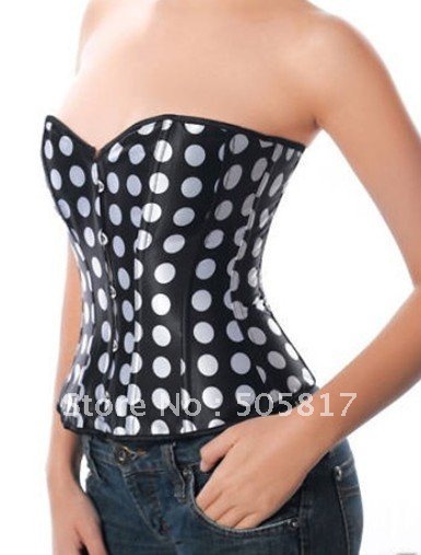 2 colors Free shipping Sexy women corset apparel Polka dot new lift up shaper red white Free drop shipping S/M/L/XL/XXL QA071
