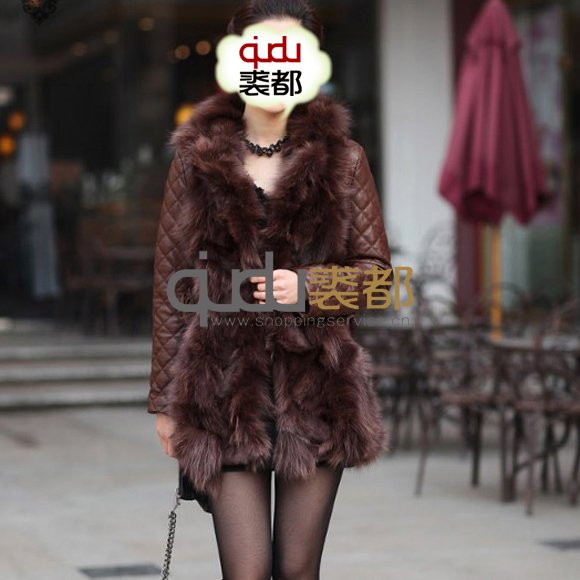 2 Colors Genuine Fox Fur & Sheep Leather Coat belt gentlewomanly coats dress/wholesale/retail/Free shipping/ QD11642    A  G