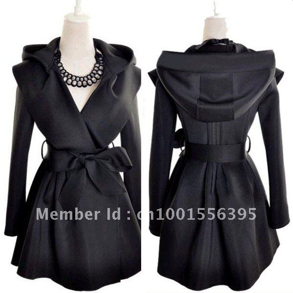 2 Colors New Punk Women Fashion Hooded Long Sleeve Windbreaker Jacket Fold Coat