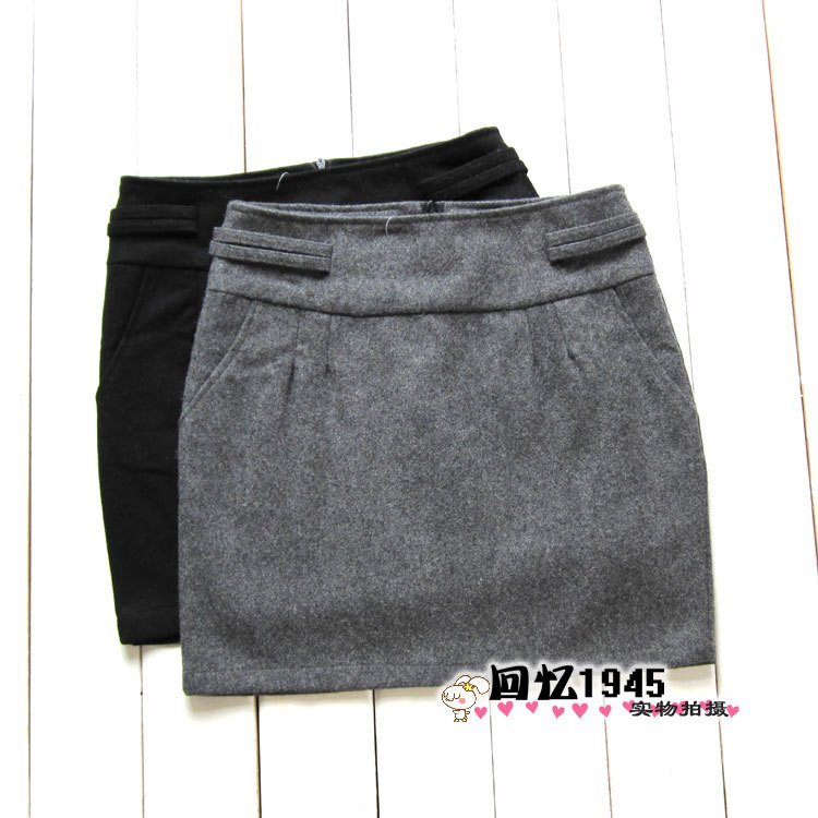 2 ! exquisite brief woolen slim hip skirt straight skirt short skirt 207 short in size Leather fashion