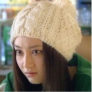 2 hat female autumn and winter knitted hat thermal pearl knitted hat winter