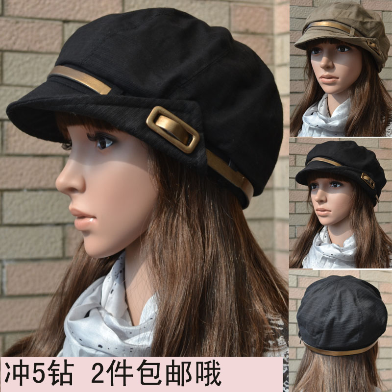 2 hat female cap octagonal cap fashion cap gentlewomen flower strap women's fashion hat