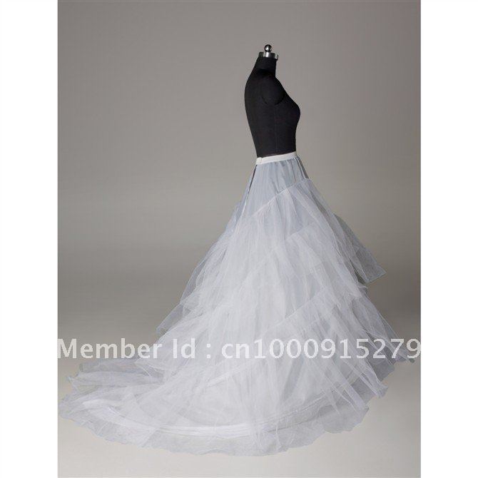 2-Hoop  3- Layer White Bridal Crinoline Wedding Dress Train  Petticoat Underskirt