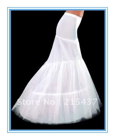 2-hoop white fishtail wedding bridal underskirt dress petticoat crinoline slip pettiskirt