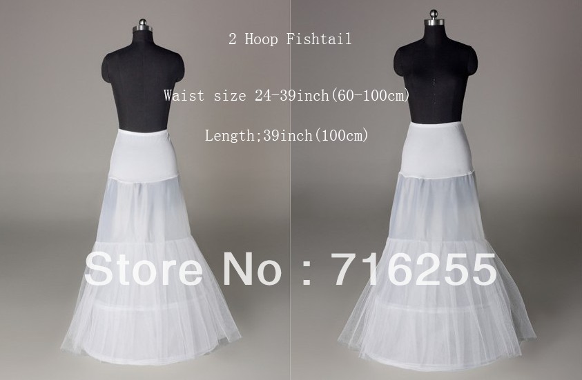 2 Hoops Wedding Prom Bridal Fishtail Petticoat/Crinoline Underskirt/White