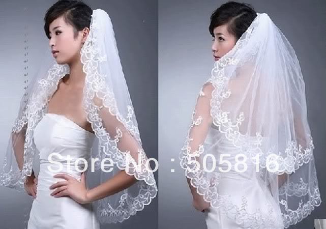 2 layers Elegant Lace white&ivory wedding bridal bride veil +Comb WAV-22