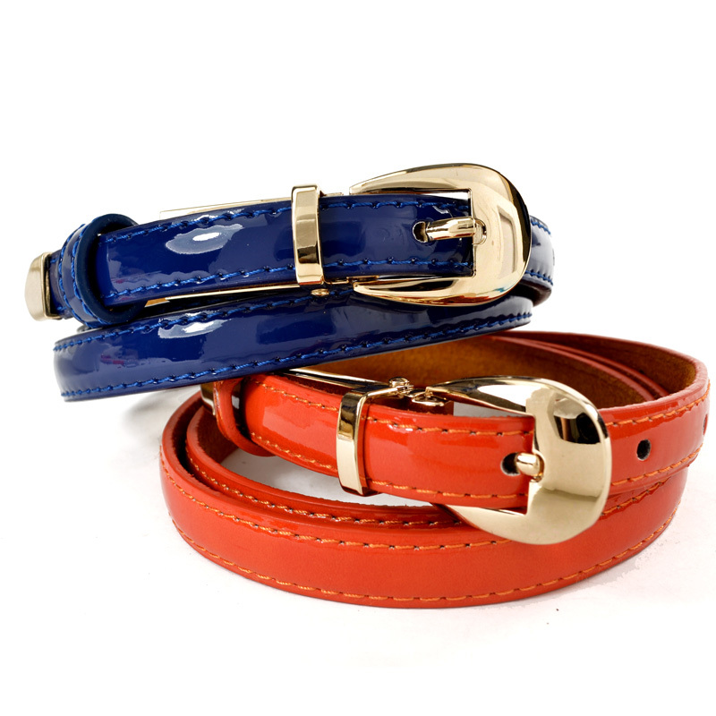 2 leather fashion all-match women's thin belt female japanned leather candy