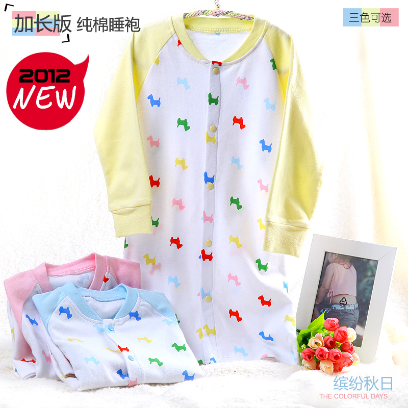 2 lengthen version of autumn and winter cotton soft cotton 100% cotton baby sleepwear baby child robe
