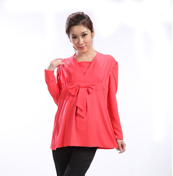 2 LUCKBAO spring and summer 100% cotton maternity nursing clothes long short-sleeve 2 8139 free shipping dropshipping