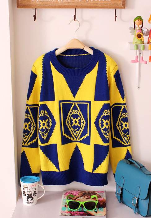 2 miss plaid pattern o-neck long-sleeve double layer thermal thickening sweater female 4