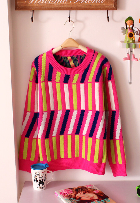 2 miss stripe loose long-sleeve double layer thickening sweater female sweater 3