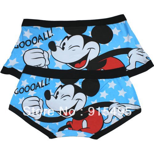 2 pieces including sexy underwear  Cartoon lovers panties male boxer panties women's cartoon 100% cotton pants fly MICKEY
