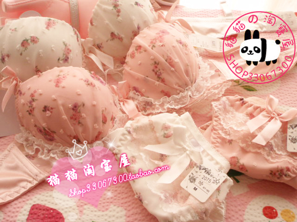 2 set duomaomao sweet princess push up chiffon female underwear set