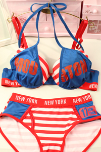 2 set fashion bikini personality navy style stripe underwear bra set