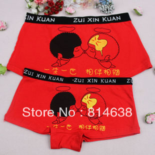 2 set lovers panties cartoon 100% cotton sexy men and women underwear 2012