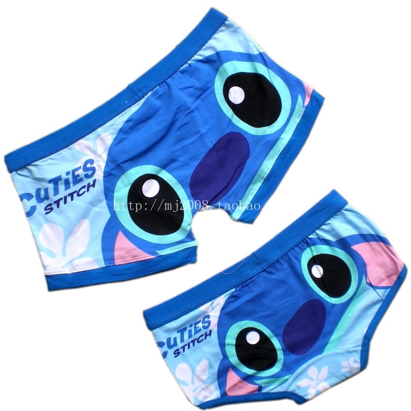 2 stitch cartoon panties male trunk 100% cotton lovers panties female trigonometric