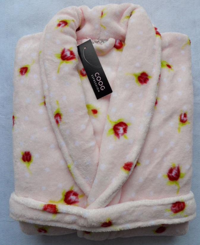 2 ultrafine coral fleece sleepwear coral fleece robe bathrobes female powder flower print