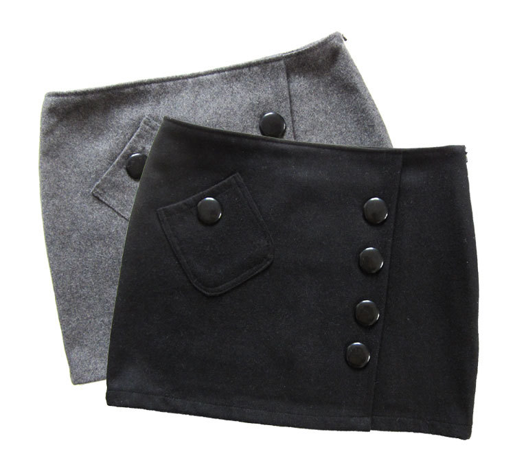 2 ! unique small pocket single breasted decoration low-waist slim hip skirt short skirt 718 short in size Leather fashion