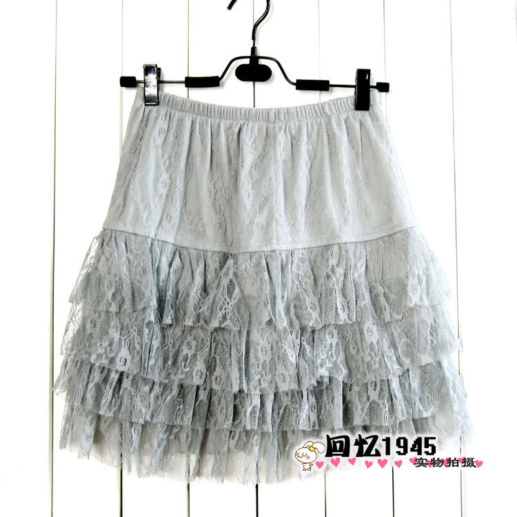 2 ! white rice grey sweet 4 pure lace cake short skirt 1191 Leather fashion