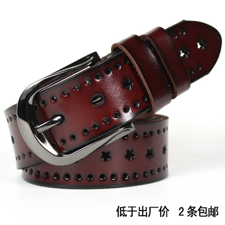 2 Women genuine cowhide leather belt strap casual all-match fashion pin buckle a21