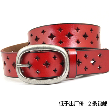 2 women's cowhide strap female genuine leather belt fashion all-match belt cutout a20