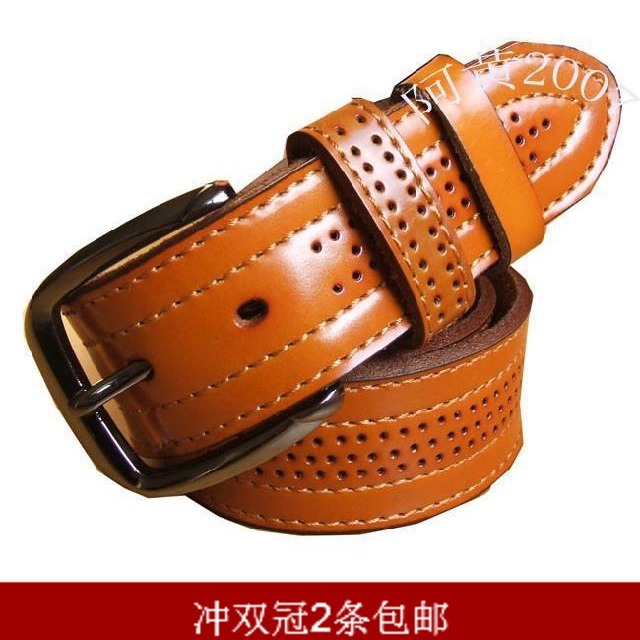 2 women's sewing thread fashion genuine leather strap cutout jeans belt