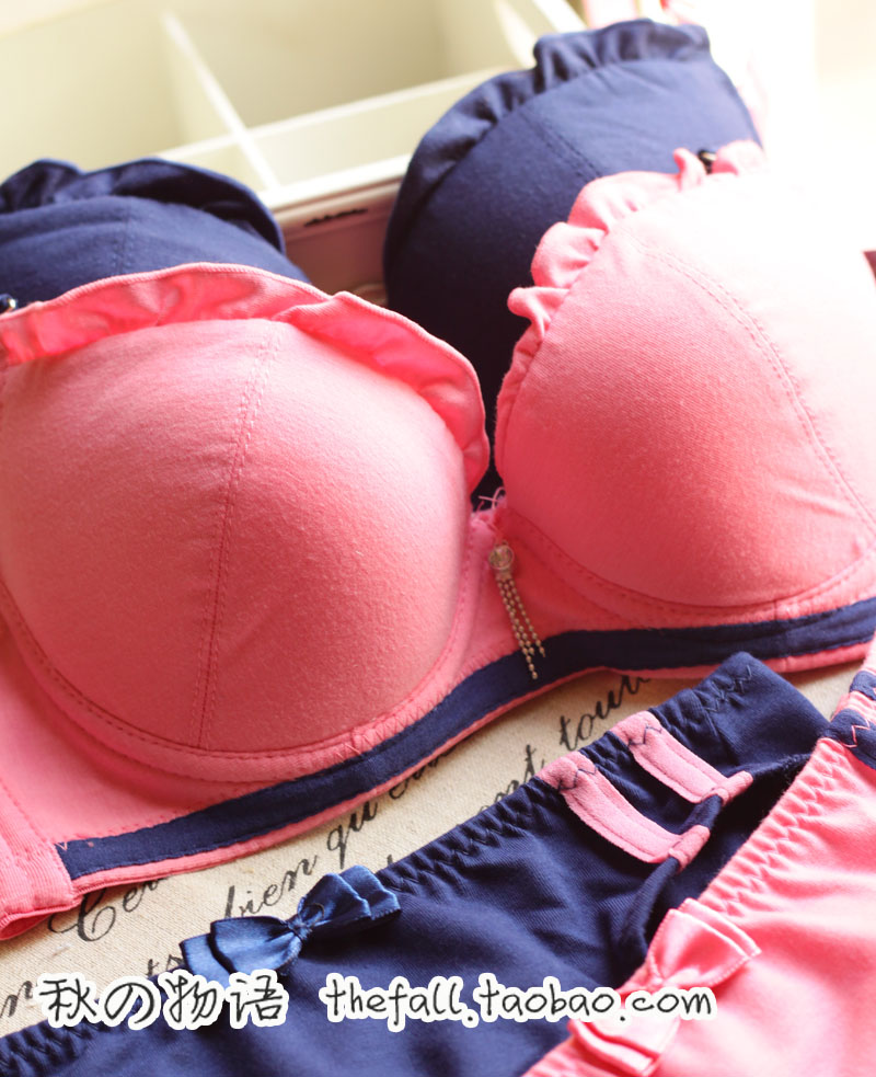 2 women's sexy underwear set pink push up bra baimuer laciness charm