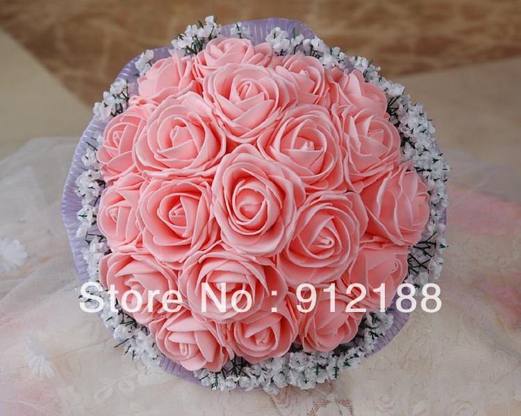 20*Pink Foam bouquet roses,wedding PE flowers with 28cm diameter ON SALE