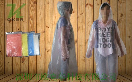 200 PCS Disposable PE Rain Poncho  Raincoat  Disposable PE Raincoats Mix Color by Express Free Shipping