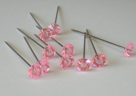 200 pink Diamante pins. Oasis, Wedding, Buttonholes, Bouquet 1.5 Inch