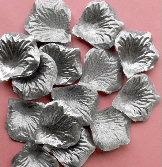2000Light Silver Silk Rose Petals Wedding Flower Favors--Free Shipping