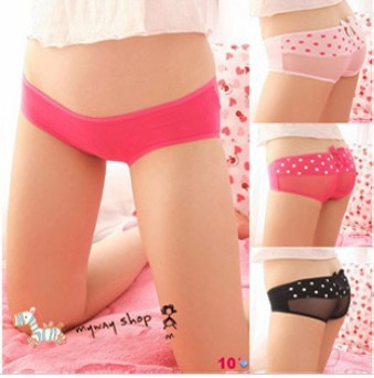 200pcs/lot factory wholesales super sexy fashion elastic Gauze Dot hollow bowknot butterfly panties briefs 11 colors+2pcs free