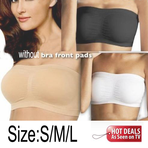 200PCS/Lot Free shipping wrap chest Strapless Boob Tube Top Padded Bandeau Bra Size: S/M/L