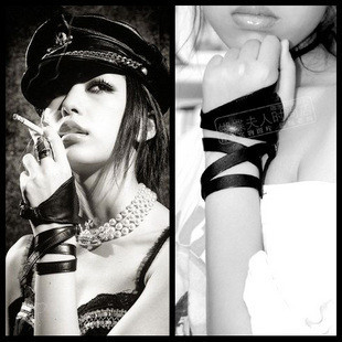 201 rock bandage leather gloves dance gloves