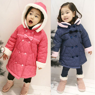 2010 female child double breasted princess wadded jacket cotton-padded jacket long design cotton trench dy903