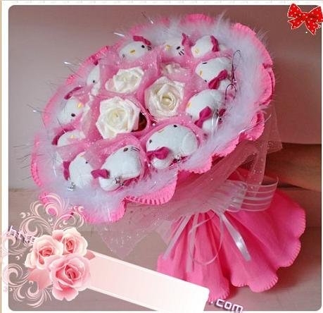 2010 new style romantic hello kitty bouquet for Wedding,Valentine Gift,birthday 1set/lot